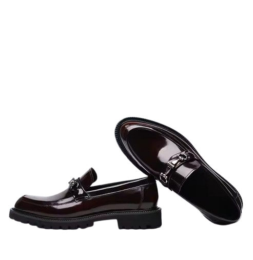 Zayyan Men’s Glossy PU Leather Loafers – Formal Slip-On Dress Shoes